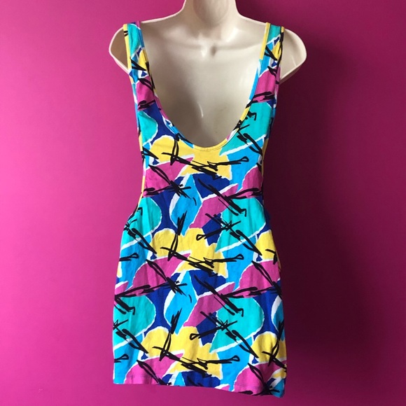 ASOS Bow Side Cut Out Dress Bright Abstract Print - Picture 8 of 8